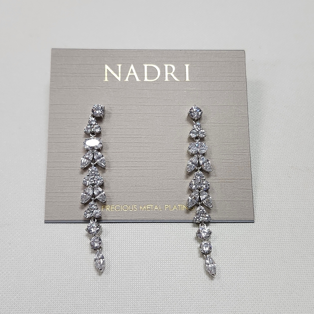 NWT Nadri Silver-Tone Prima Linear Drop Earrings